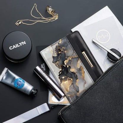 Coco Rossi Passport Holder for Travel Women Slim RFID Passport Cover Wallet - color: Grey Marble