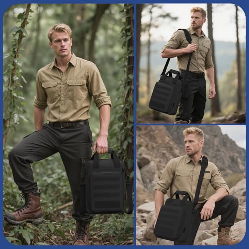 Tactical Messenger Bag, Laptop Briefcase MOLLE Shoulder Pack Handbag - color: Black