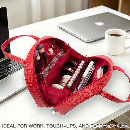 ROYALFAIR Standing Makeup Bag, Travel Cosmetic Organizer, Red - color: Red