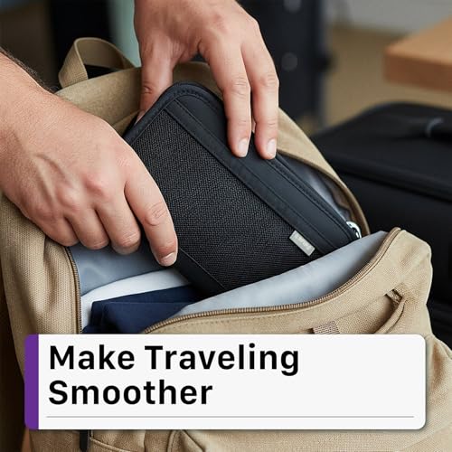 Fosmon Family Passport Holder, RFID Block Travel Document Organizer, Black - color: Black