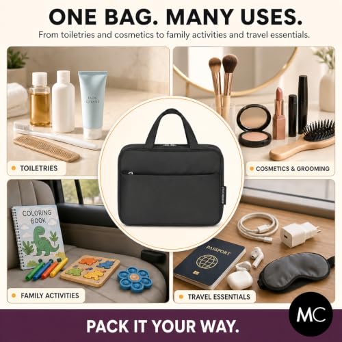 Mothercould Travel Toiletry Bag for Men & Women, Makeup Bag, Large, Black - color: Black, size: Large