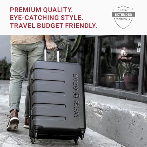 SwissGear 7366 Hardside Expandable Luggage with Spinner Wheels, Black, Carry-On 19-Inch - color: Black, size: Carry-On 19-Inch