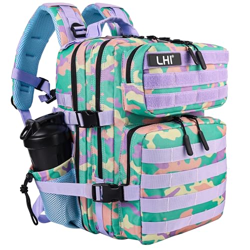 LHI Tactical Military Backpack for Men and Women 25L/35L Army Assault Pack Bag Small Rucksack with Bottle Holder - color: 25l-pgy Camo, size: Small