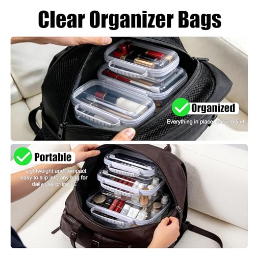 3 Pack Hard Shell Zipper Cases Clear Deep Bottom PET Plastic Waterproof - color: White