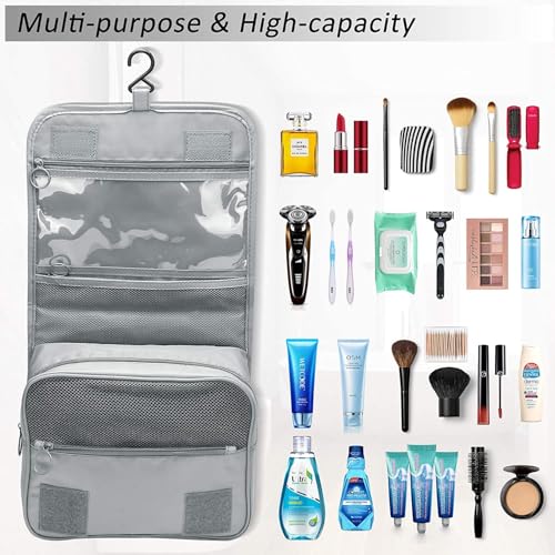 Trawila Travel Hanging Toiletry Bag Cosmetic Bag Makeup Organizers for Men & Women with Sturdy Hook (Gray 2) - color: Gray 2
