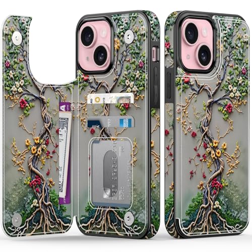 FUNMIKO for iPhone 13 Mini Wallet Case, Card Holder, RFID-Blocking - color: Blooming Tree of Life, size: iPhone 13 Mini