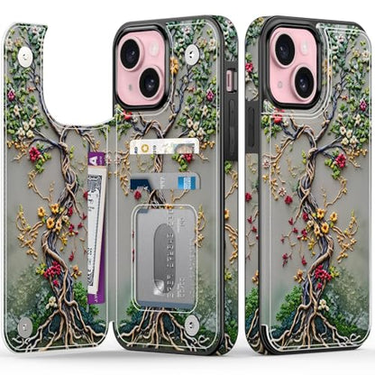 FUNMIKO for iPhone 13 Mini Wallet Case, Card Holder, RFID-Blocking - color: Blooming Tree of Life, size: iPhone 13 Mini