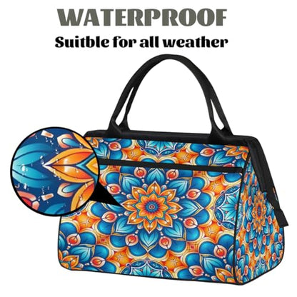 Ethnic Flower Weekender Overnight Bag for Women Travel Gym Sport - color: D 019