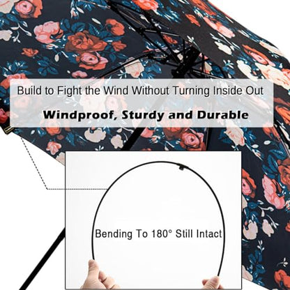 LANBRELLA 컴팩트 리버스 접이식 우산 자동 방풍 여행용 우산 - color: T2.3-로즈, size: 46인치