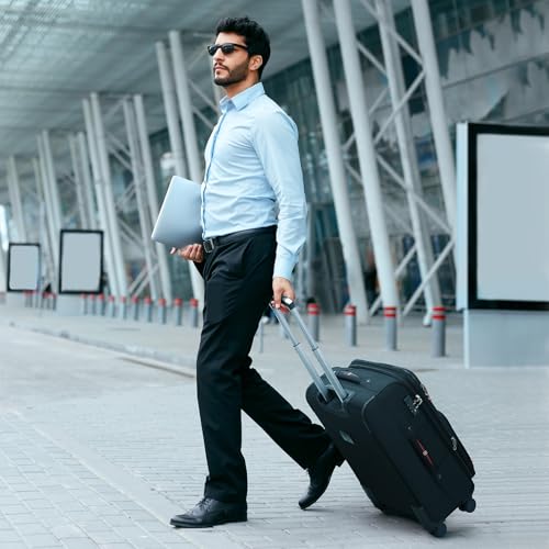 ROPLUS Softside Expandable Luggage with 4 Spinner Wheels, Durable Checked-Luggage Suitcase (Blue, 25-Inch) - color: Blue, size: 25-Inch