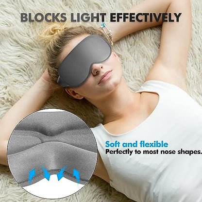 Sleep Mask for Men and Women, 3D Blackout Eye Mask for Side Sleepers, Grey - color: Grey