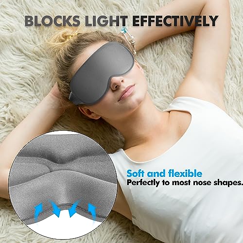 Sleep Mask for Men and Women, 3D Blackout Eye Mask for Side Sleepers, Grey - color: Grey