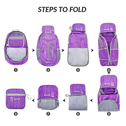 ZOMAKE 25L Lightweight Packable Backpack, Foldable Daypack(Purple) - color: Purple