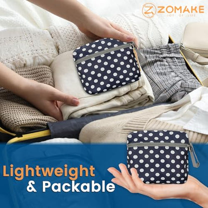 ZOMAKE Lightweight Packable Backpack 25L, Foldable Hiking Daypack - color: Blue, White Polka Dot, size: 25L
