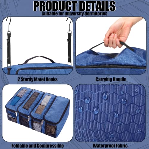 Hanging Suitcase Organizer Travel Blue Clothes Shelves - color: Blue