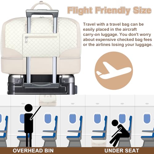 ITIEZY Weekender Bag for Women 21.5" Travel Duffel Large Carry On Bag 3PCS - color: 9-White
