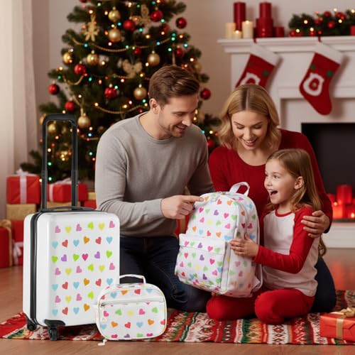 Redbaker 6 Pcs Kids Luggage Set, 17 Inch, White Love