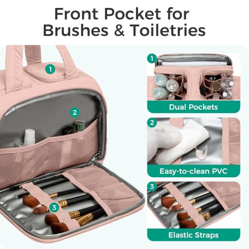Urbanstand Travel Toiletry Bag, Large Wide-open Makeup Bag for Women, Pink - color: Pink