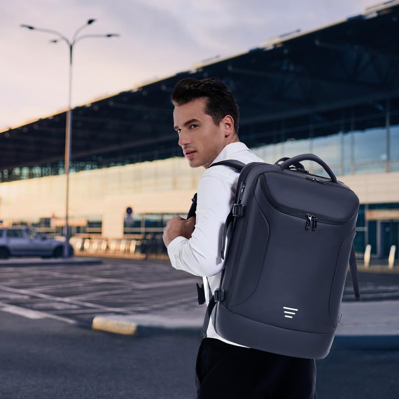 Travel Backpack for Men 50L Expandable Flight Approved Carry on Backpacks - color: Black