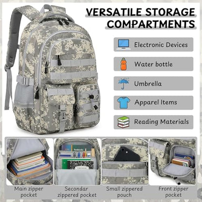 School Backpack for Boys - Camo Boys Backpack for Kids Teens Elementary, Middle & High School Bookbag Daypack with Camouflag Design,18″ Large Capacity with Usb Charging Port & Key-chain - color: Black-backpack Only