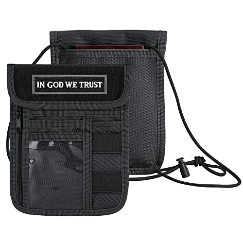 Travel Neck Wallet Tactical Passport Holder ID Card Organizer - color: Black