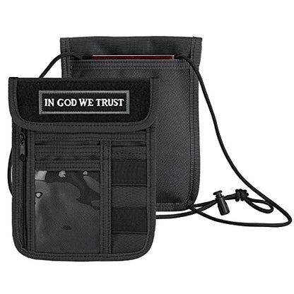 Travel Neck Wallet Tactical Passport Holder ID Card Organizer - color: Black