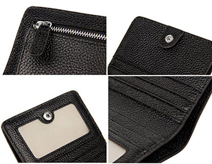 Small Leather Wallet for Women, Ladies Credit Card Holder RFID Blocking Women's Mini Bifold Pocket Purse - color: Black Rfid Blocking