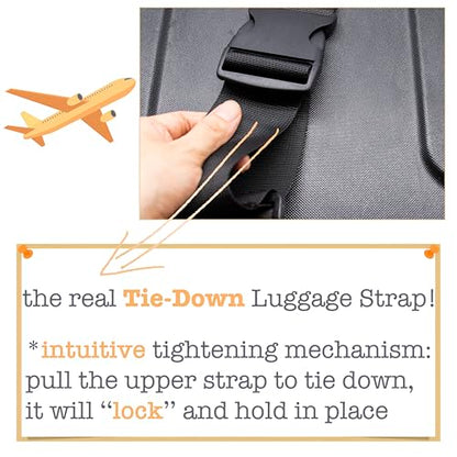 2-Pack Heavy Duty Luggage Straps - Short Adjustable Securing Belts for Small Suitcases and Duffle Bags, TSA Approved Travel Essentials (2" x 59") - Black - size: 29''-59'' long, 2'' wide