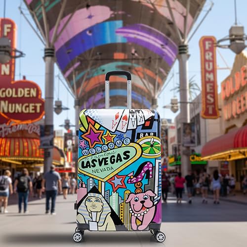InUSA Las Vegas Print 28-Inch Large Hardside Spinner Luggage Lightweight - color: Cities, size: 28 Inch
