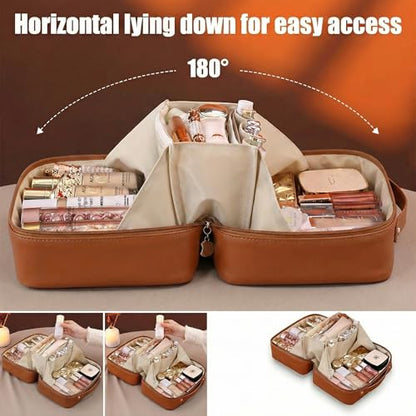 Travel Makeup Bag, Large Capacity Cosmetic Bags for Women - color: Brown