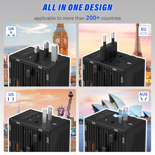 Universal Travel Adapter International Power Adapter with 4 USB-C & 1 USB-A Port