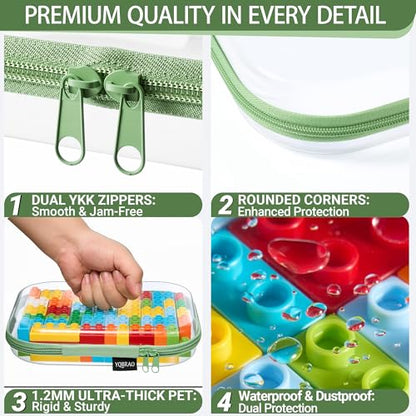YQBRAO Clear Hard Shell Organizer Cases, 3-Pack, Green - color: Green, size: MSS
