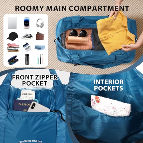 Veki Small Duffle Bag for Travel, Lightweight Carry On Bags, Navy Blue, S - color: Navy Blue, size: S