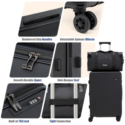 5 Piece Hardshell Luggage Set Spinner Wheels 20/24/28" Black - color: Black, size: 5 piece