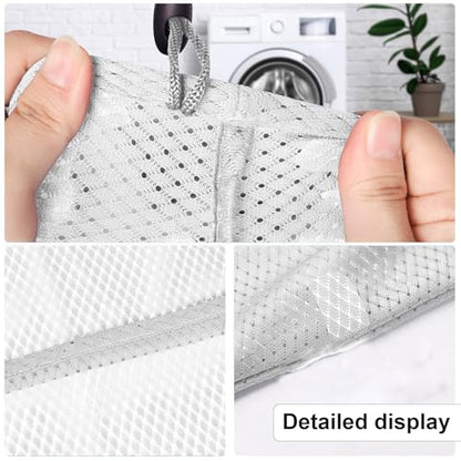 Mesh Laundry Bag, 24 x 36 in Heavy Duty Drawstring Wash Bag for Delicates, Reusable Machine Washable Sack for Home and Travel, White - color: White