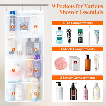 Lifewit Mesh Shower Caddy, 9 Pockets Hanging Bathroom Organizer, 1 Pack - size: 14" x 34"