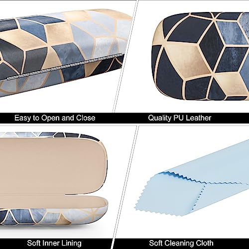 Eyeglasses Case, Hard Shell Protective Case for Glasses, Unisex for Women Men - color: Artistic Geometry