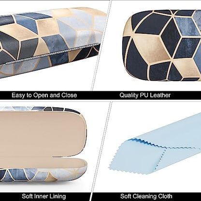 Eyeglasses Case, Hard Shell Protective Case for Glasses, Unisex for Women Men - color: Artistic Geometry