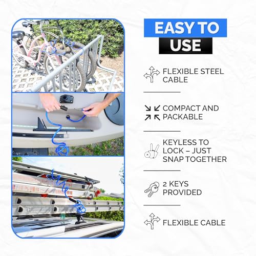 DocksLocks Coiled Security Cable Lock (5' to 25’ Lengths) with Keys, 25ft - size: 25ft