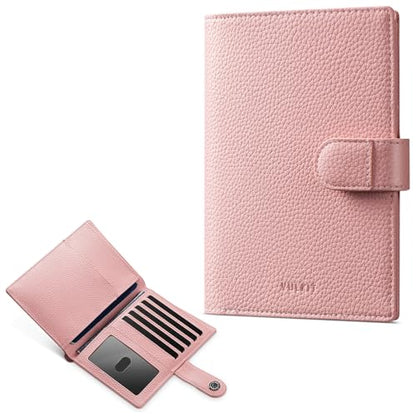 VULKIT Dual Passport Wallet for RFID 2 Passports Holder - color: Seashell Pink