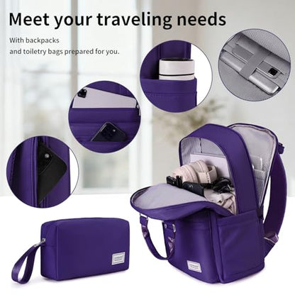 LARVENDER Expandable Carry On 3 Piece Luggage Set with Backpack 20 Inch - color: Grape Purple, style: 3 Piece Sets