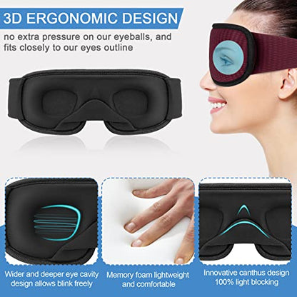 Sleep Mask, Super Soft 3D Contoured Cup Sleeping Mask, Upgraded 100% Blockout Light Sleep Masks for Women Men with Adjustable Strap, Comfortable Concave Molded Eye Covers for Sleeping, Gray - color: Gray