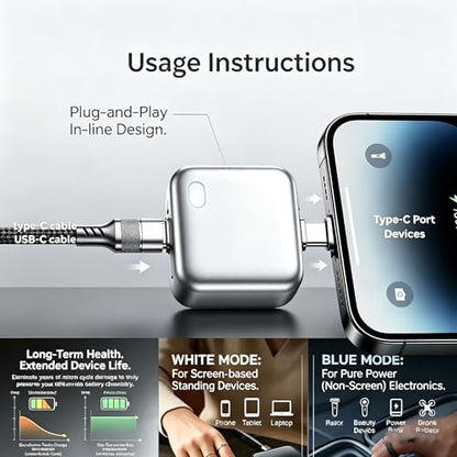 140W Smart Auto Stop Charging Adapter, USB-C Fast Charger with Physical Cut-Off, Automatic Power-Off Timer for Phone, Tablet & All USB Devices, Prevents Overcharging, Extends Battery Life