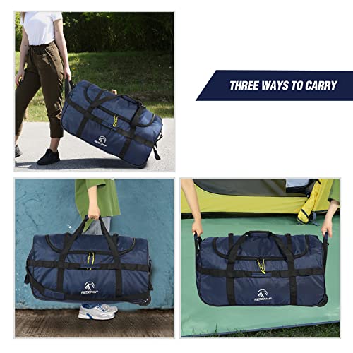 REDCAMP 85L/120L/140L Foldable Duffle Bag with Wheels, Large Travel Duffel Bag - color: 120L Navy (Large)