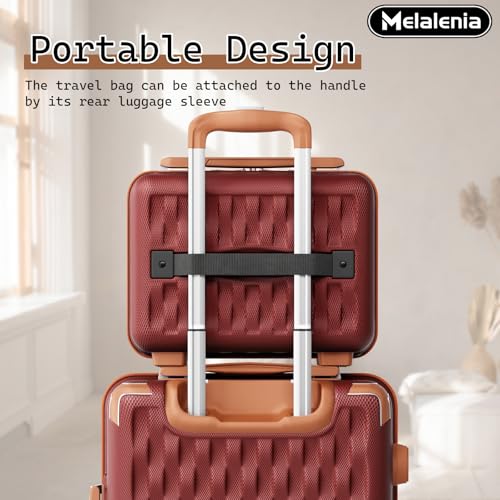 Melalenia Luggage Sets 7 Piece Hard Shell Carry on Suitcase with Spinner Wheels and TSA Lock, Lightweight Travel Duffel Bag for Women, Men, Red Brown - color: Red Brown, size: 7 Piece Set(DB/TB)