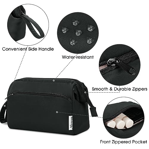 Narwey Travel Makeup Bag Toiletry Bag, Wide Open Cosmetic Bag for Women - color: A-Black, size: Small