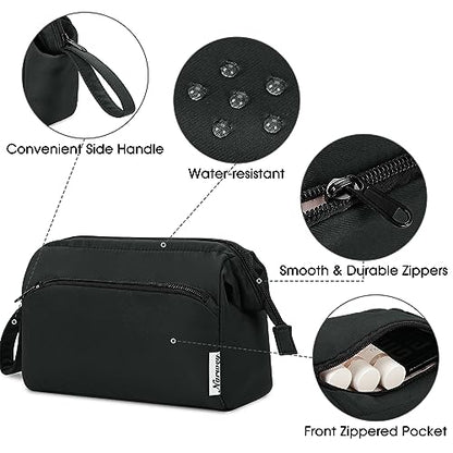 Narwey Travel Makeup Bag Toiletry Bag, Wide Open Cosmetic Bag for Women - color: A-Black, size: Small