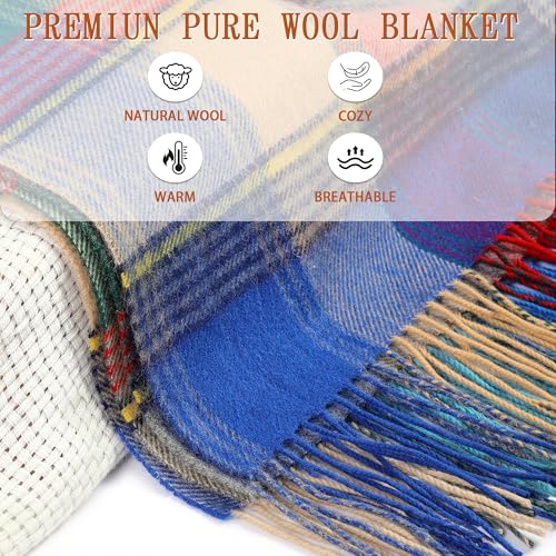 Soft Pure Wool Throw Blanket, Lightweight Warmth, 55"x83" - color: Colorful Field, size: Standard (1.5 lbs)