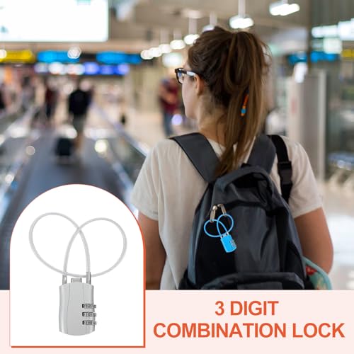 MECCANIXITY 2pcs Luggage Travel Lock 3 Digit Cable Combination Lock Silver - color: Silver, size: 12 Inch