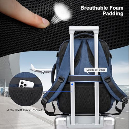 30L Travel Backpack For Women Men Flight Approved Carry-On Laptop Blue - color: Blue-15, size: 15-inch